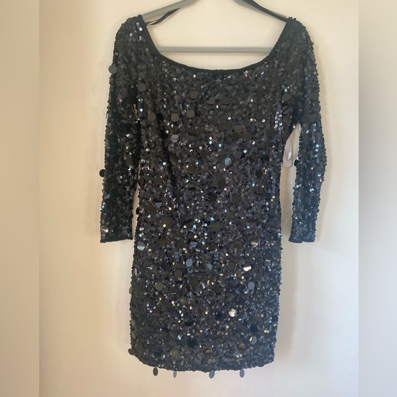 Black Sequin Mini Party Dress - Picture 2 of 15